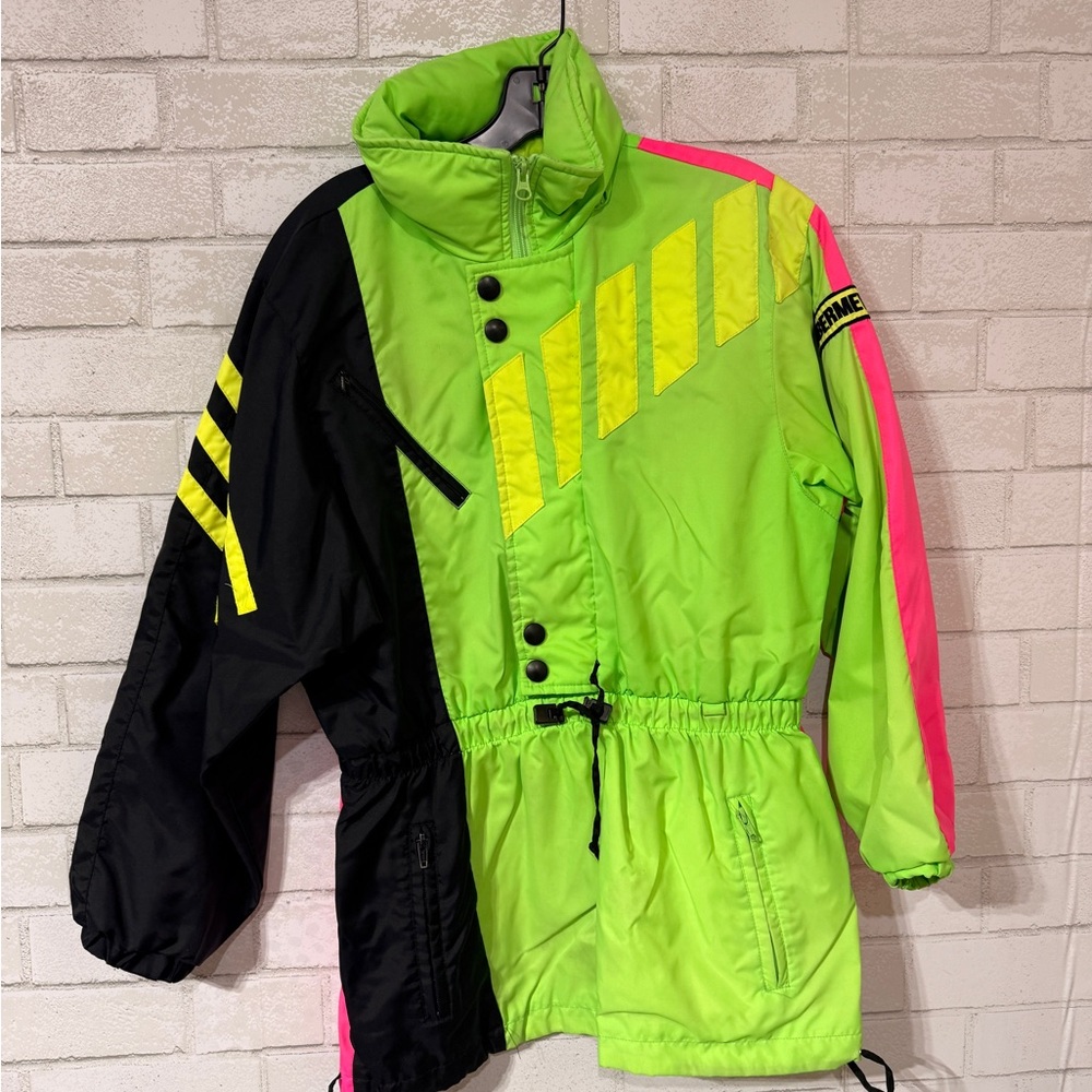 Obermeyer Neon Green and Black Kids Puffer Jacket